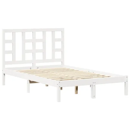 Cadre de lit sans matelas blanc 120x200 cm bois massif 2