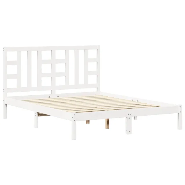 Cadre de lit sans matelas blanc 150x200 cm bois massif