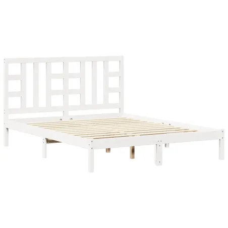 Cadre de lit sans matelas blanc 150x200 cm bois massif