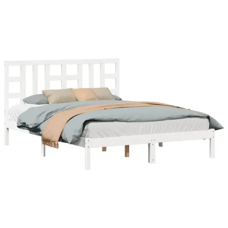 Cadre de lit sans matelas blanc 150x200 cm bois massif