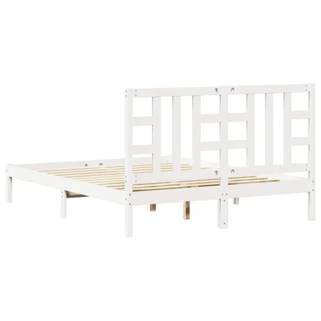 Cadre de lit sans matelas blanc 150x200 cm bois massif