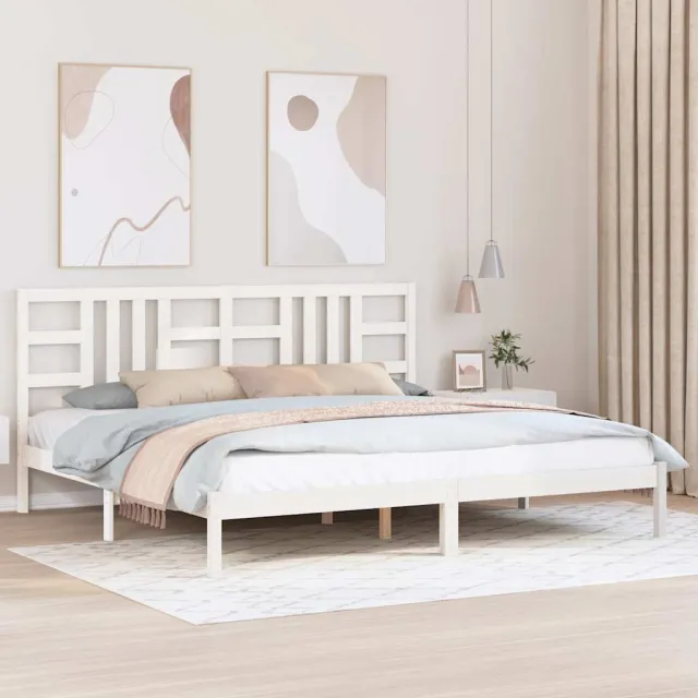 Cadre de lit sans matelas blanc 200x200 cm bois massif