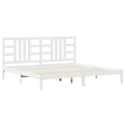 Cadre de lit sans matelas blanc 200x200 cm bois massif 2