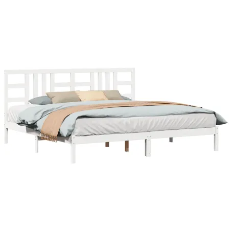 Cadre de lit sans matelas blanc 200x200 cm bois massif