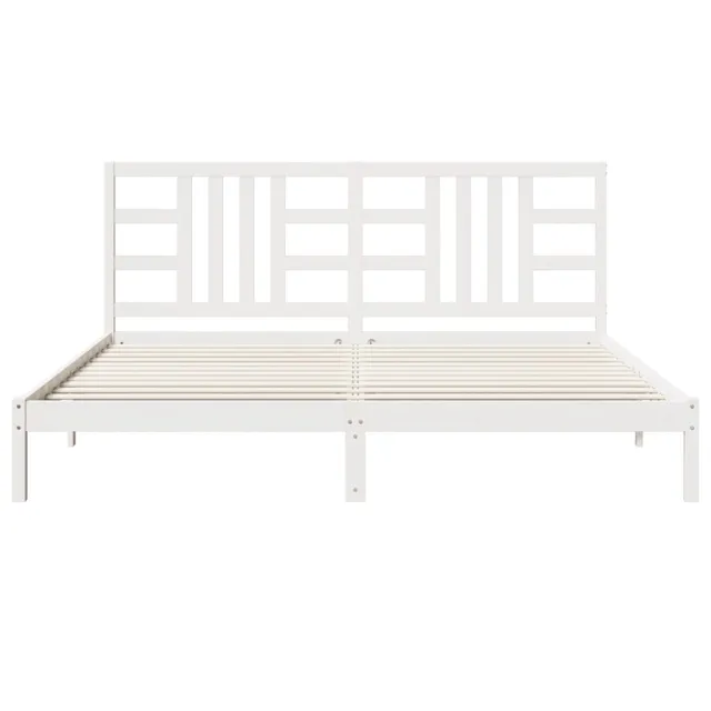 Cadre de lit sans matelas blanc 200x200 cm bois massif