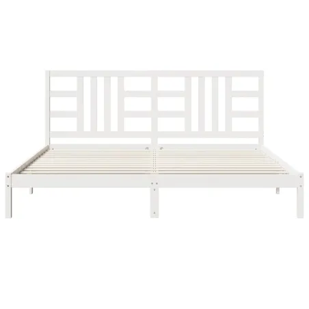 Cadre de lit sans matelas blanc 200x200 cm bois massif