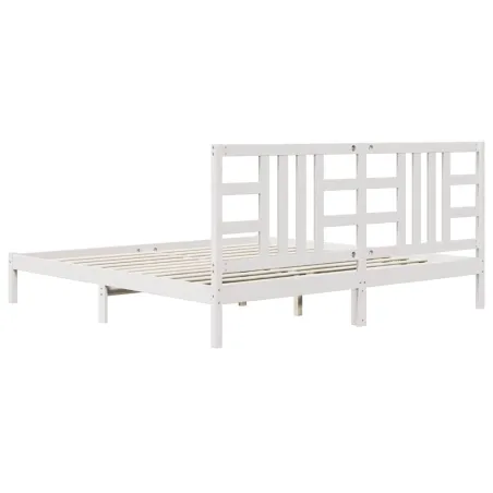 Cadre de lit sans matelas blanc 200x200 cm bois massif