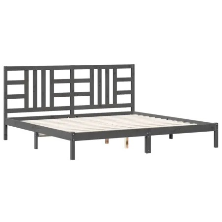 Cadre de lit sans matelas gris 200x200 cm bois massif