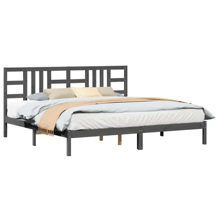 Cadre de lit sans matelas gris 200x200 cm bois massif