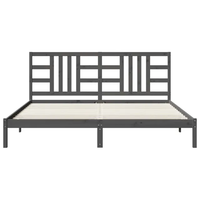 Cadre de lit sans matelas gris 200x200 cm bois massif