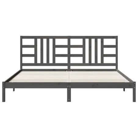 Cadre de lit sans matelas gris 200x200 cm bois massif