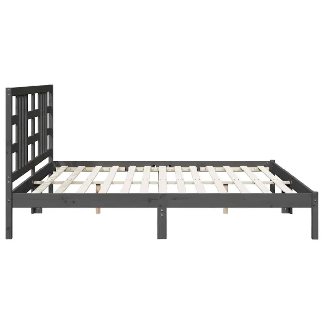 Cadre de lit sans matelas gris 200x200 cm bois massif