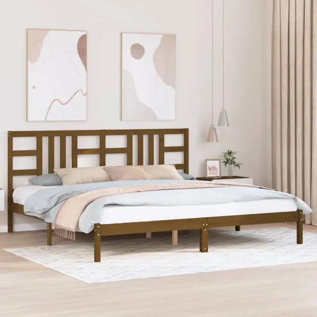 Cadre de lit sans matelas marron miel 200x200 cm bois massif