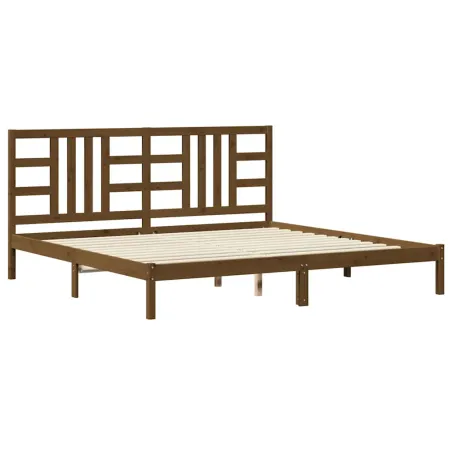 Cadre de lit sans matelas marron miel 200x200 cm bois massif