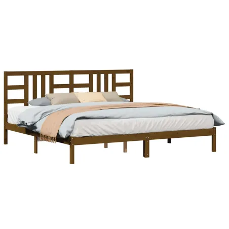 Cadre de lit sans matelas marron miel 200x200 cm bois massif