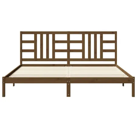 Cadre de lit sans matelas marron miel 200x200 cm bois massif