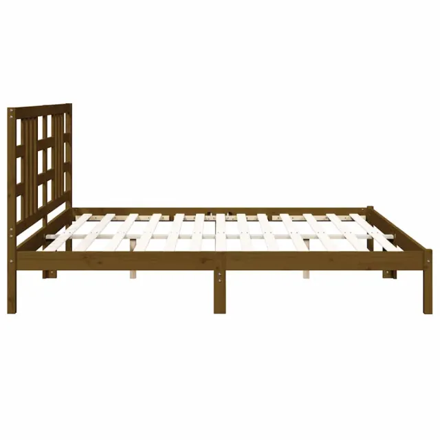 Cadre de lit sans matelas marron miel 200x200 cm bois massif