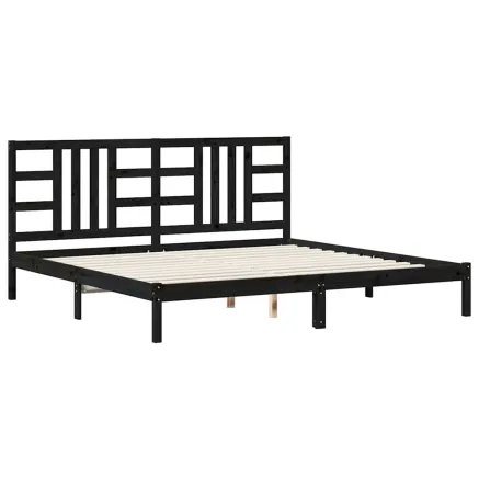 Cadre de lit sans matelas noir 200x200 cm bois massif 2