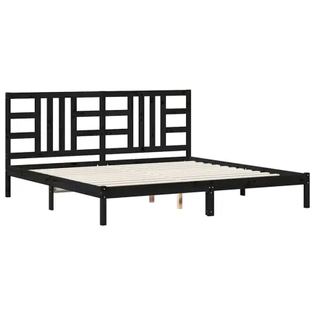 Cadre de lit sans matelas noir 200x200 cm bois massif