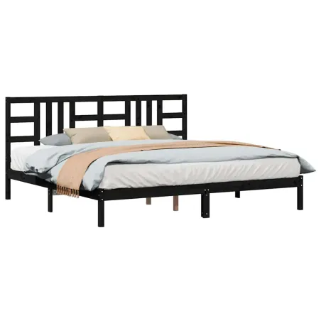 Cadre de lit sans matelas noir 200x200 cm bois massif