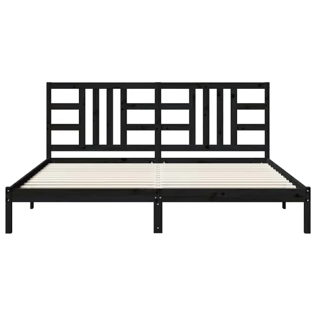 Cadre de lit sans matelas noir 200x200 cm bois massif