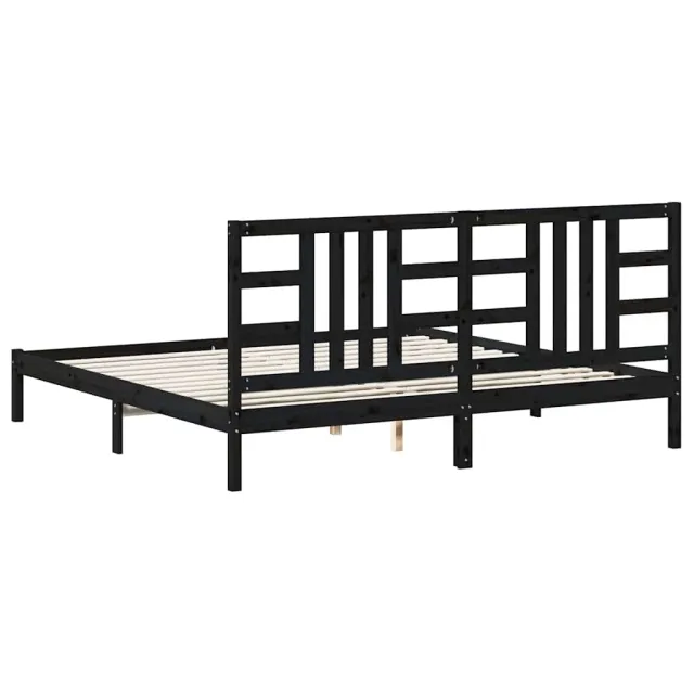 Cadre de lit sans matelas noir 200x200 cm bois massif