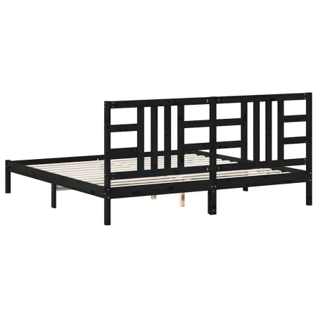 Cadre de lit sans matelas noir 200x200 cm bois massif
