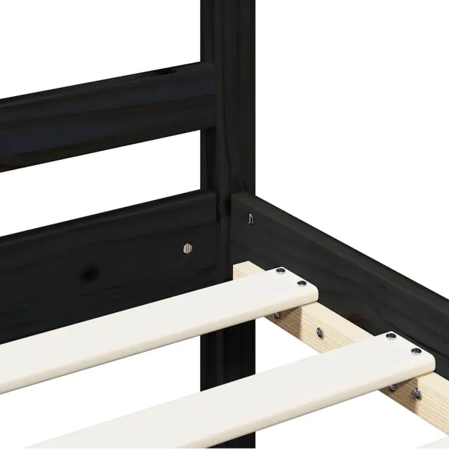 Cadre de lit sans matelas noir 200x200 cm bois massif