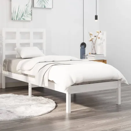 Cadre de lit sans matelas blanc 75x190 cm bois massif