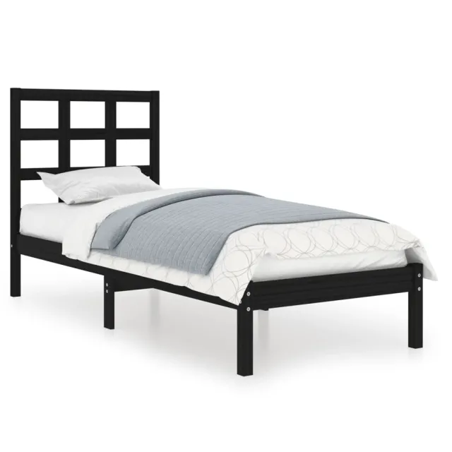 Cadre de lit sans matelas noir 75x190 cm bois massif