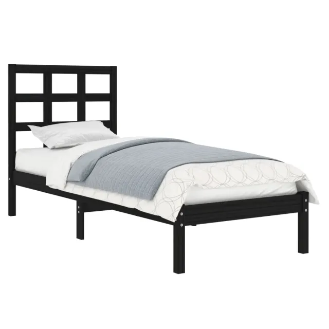 Cadre de lit sans matelas noir 75x190 cm bois massif