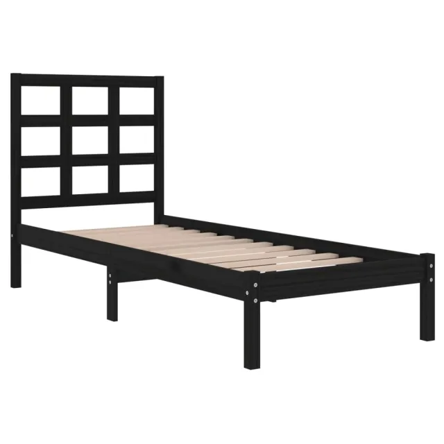 Cadre de lit sans matelas noir 75x190 cm bois massif