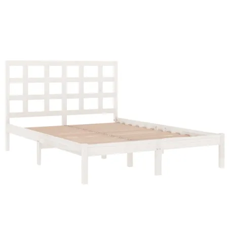 Cadre de lit sans matelas blanc 120x190 cm bois massif