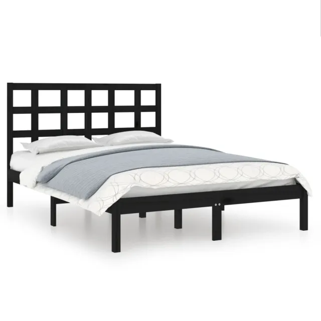 Cadre de lit sans matelas noir 140x190 cm bois massif