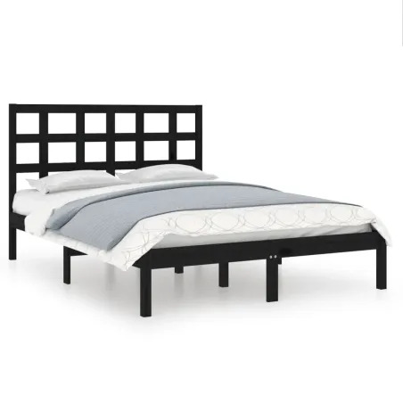 Cadre de lit sans matelas noir 140x190 cm bois massif