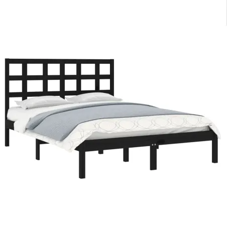 Cadre de lit sans matelas noir 140x190 cm bois massif