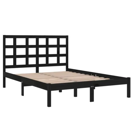 Cadre de lit sans matelas noir 140x190 cm bois massif