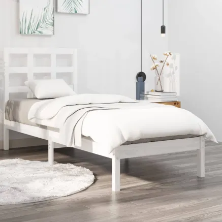 Cadre de lit sans matelas blanc 90x200 cm bois massif