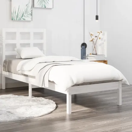 Cadre de lit sans matelas blanc 100x200 cm bois massif