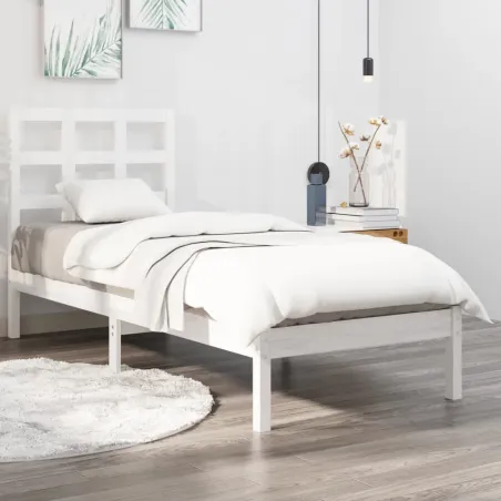 Cadre de lit sans matelas blanc 100x200 cm bois massif