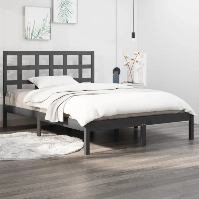 Cadre de lit sans matelas gris 200x200 cm bois massif