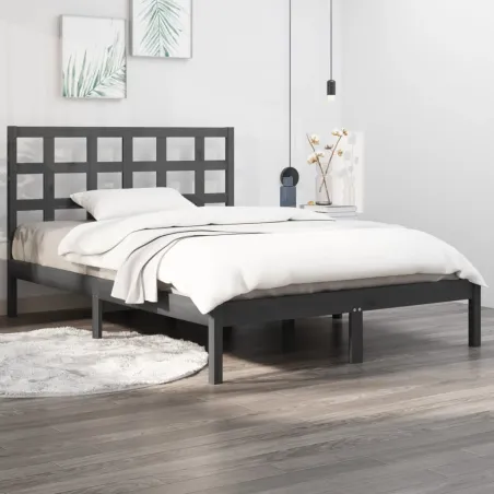 Cadre de lit sans matelas gris 200x200 cm bois massif