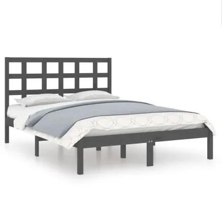 Cadre de lit sans matelas gris 200x200 cm bois massif 2
