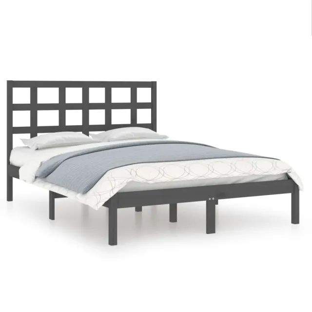 Cadre de lit sans matelas gris 200x200 cm bois massif