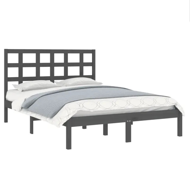 Cadre de lit sans matelas gris 200x200 cm bois massif