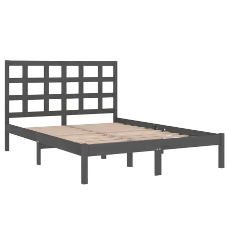 Cadre de lit sans matelas gris 200x200 cm bois massif