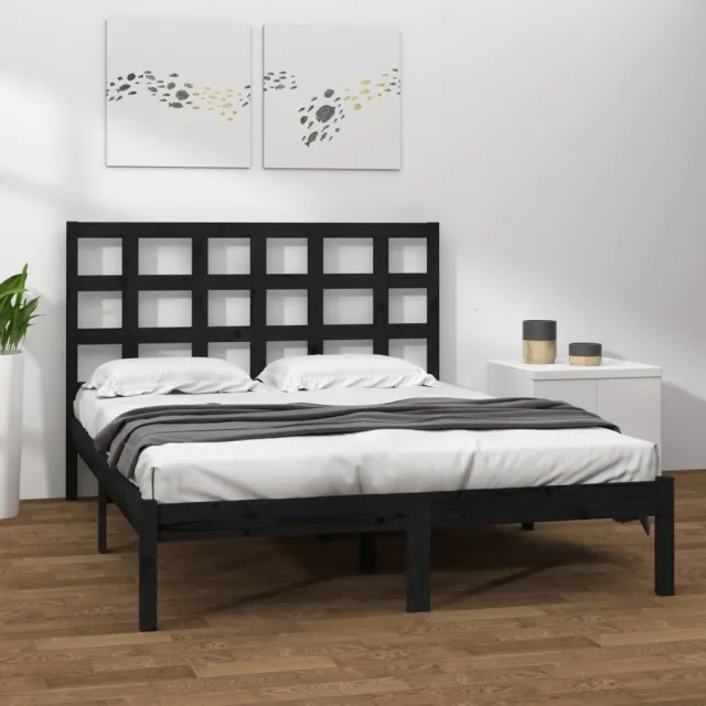 Cadre de lit sans matelas noir 200x200 cm bois massif