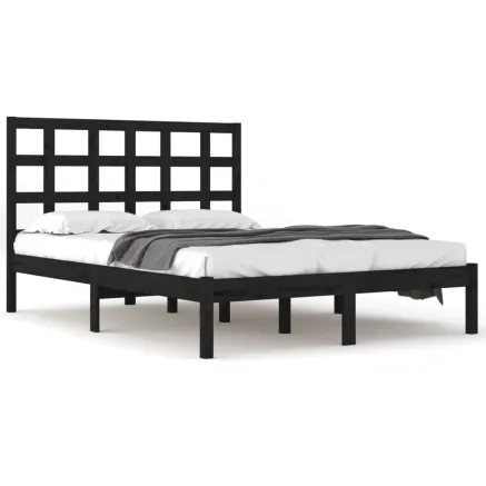 Cadre de lit sans matelas noir 200x200 cm bois massif 2