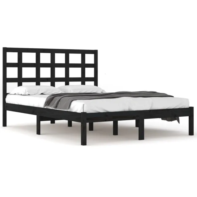 Cadre de lit sans matelas noir 200x200 cm bois massif