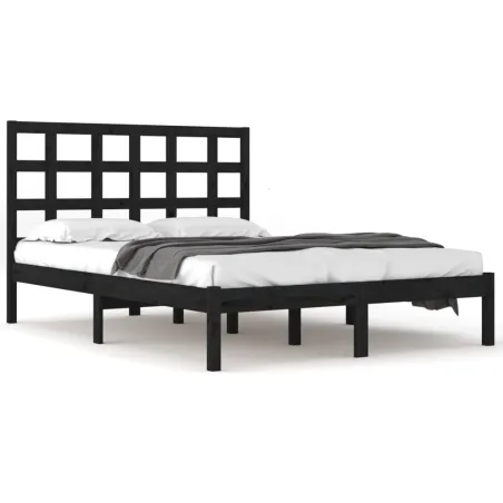 Cadre de lit sans matelas noir 200x200 cm bois massif